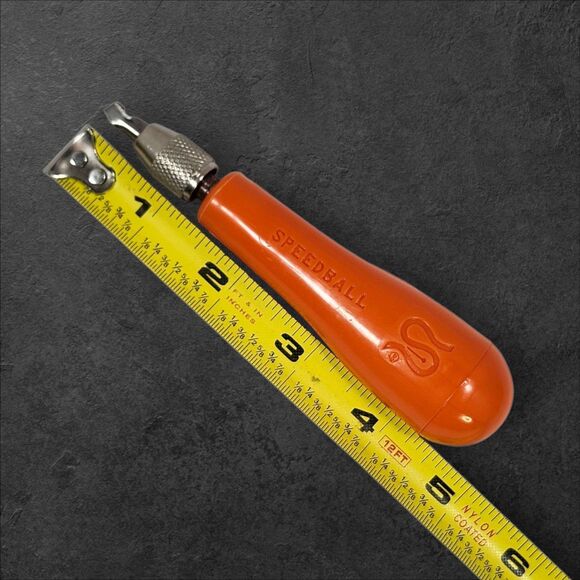 Vintage Speedball No. 66 Brayer 6" & Linoleum Cutter Tool w/ Box & Instructions - Picture 11 of 13